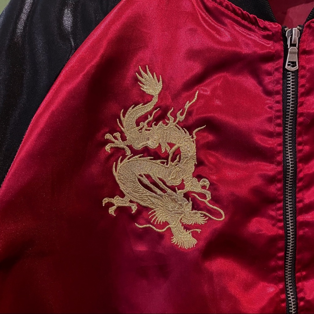Vintage Dragon-embroidered Bomber Jacket